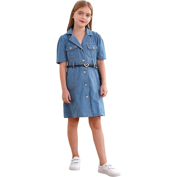 Amazon.com: easyforever Kids Girls Short Puff Sleeve Denim